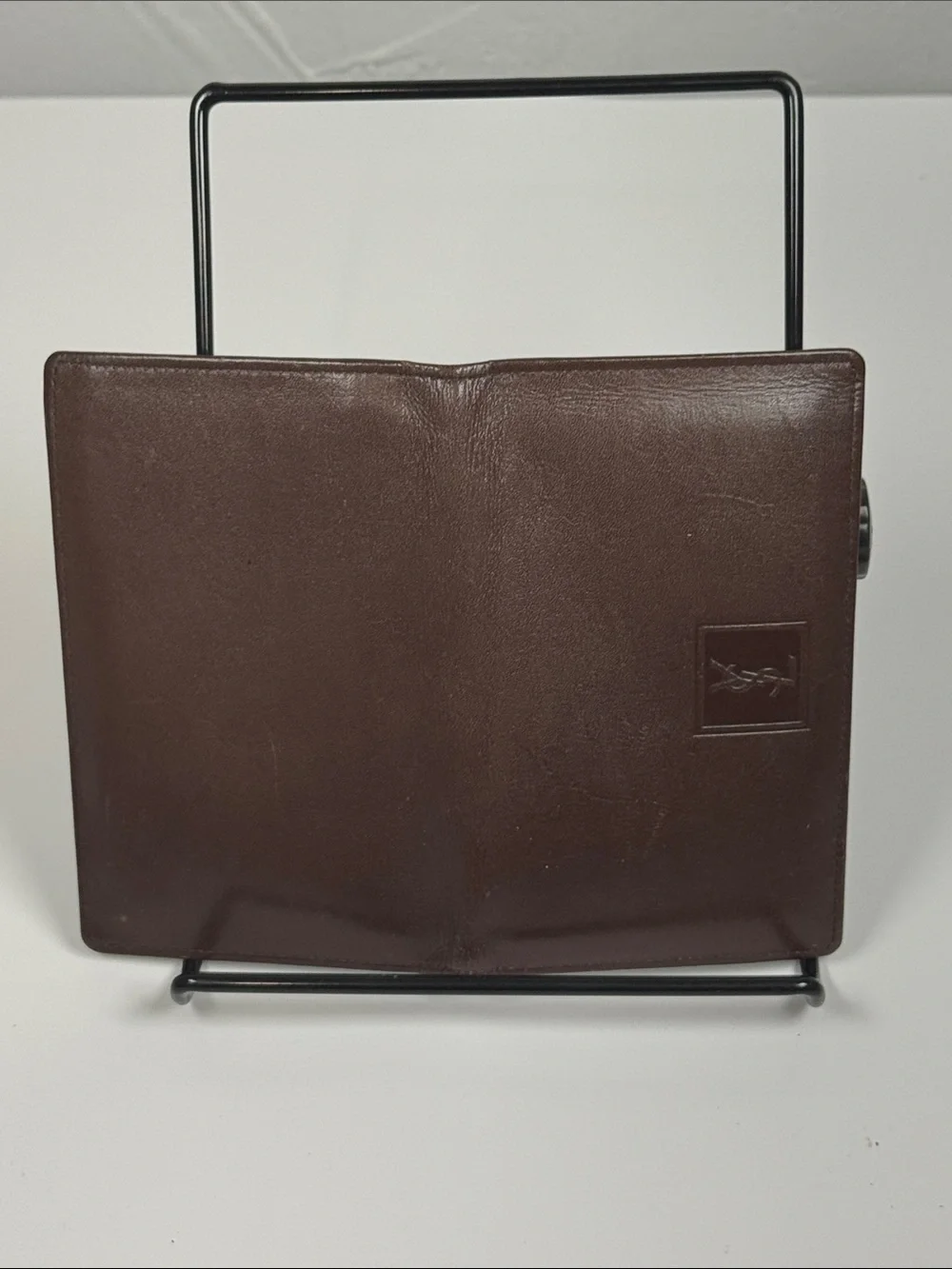 Yves Saint Laurent Brown Leather Bifold Wallet with Debossed YSL Monogram